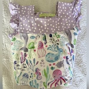 Purple Polka Dot Sea Life Dress- girls size 8